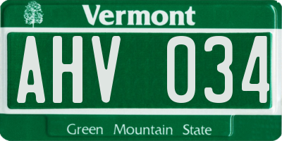 VT license plate AHV034