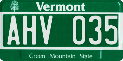 VT license plate AHV035