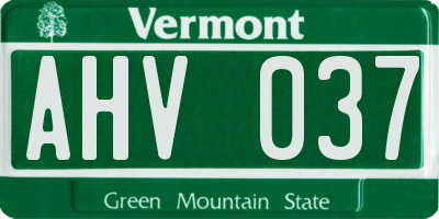 VT license plate AHV037