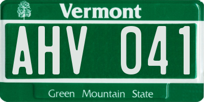 VT license plate AHV041