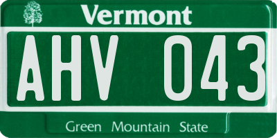 VT license plate AHV043