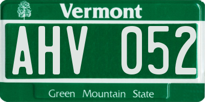 VT license plate AHV052