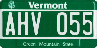 VT license plate AHV055