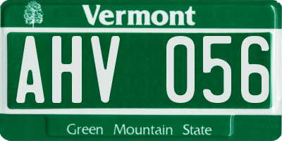VT license plate AHV056