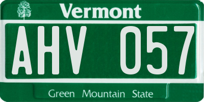 VT license plate AHV057
