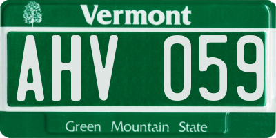 VT license plate AHV059