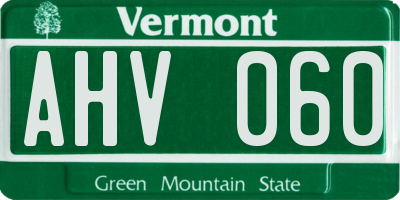 VT license plate AHV060