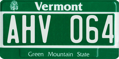 VT license plate AHV064