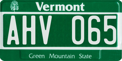 VT license plate AHV065