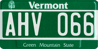 VT license plate AHV066