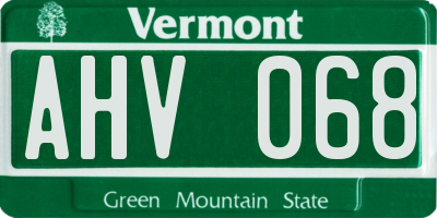 VT license plate AHV068