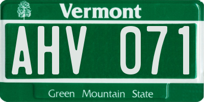 VT license plate AHV071