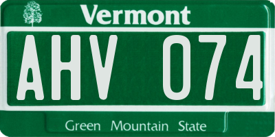 VT license plate AHV074