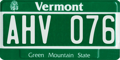 VT license plate AHV076