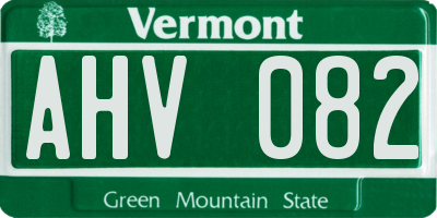 VT license plate AHV082