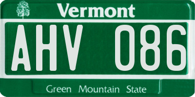 VT license plate AHV086