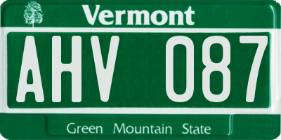 VT license plate AHV087