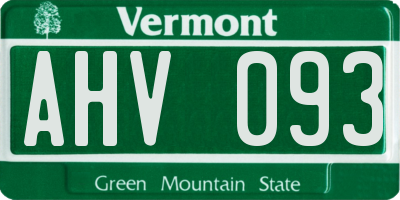VT license plate AHV093