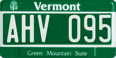 VT license plate AHV095