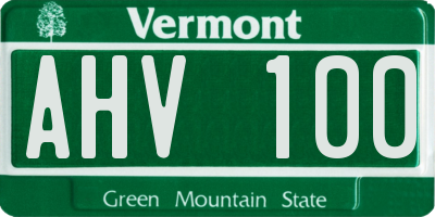 VT license plate AHV100