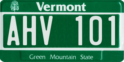 VT license plate AHV101
