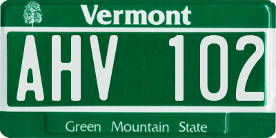 VT license plate AHV102