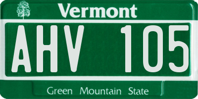 VT license plate AHV105
