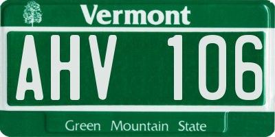 VT license plate AHV106
