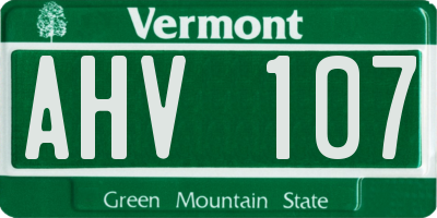 VT license plate AHV107