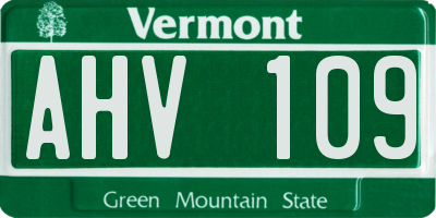 VT license plate AHV109