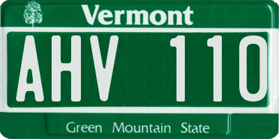 VT license plate AHV110