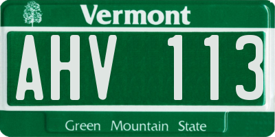 VT license plate AHV113