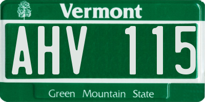 VT license plate AHV115