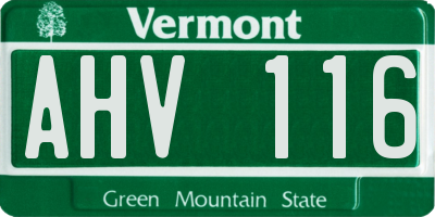 VT license plate AHV116