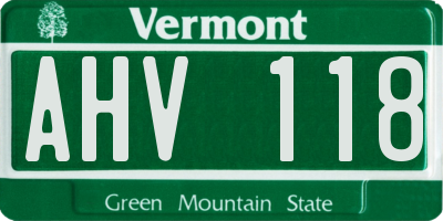 VT license plate AHV118