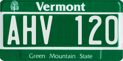 VT license plate AHV120