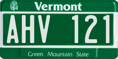 VT license plate AHV121