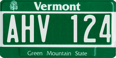VT license plate AHV124