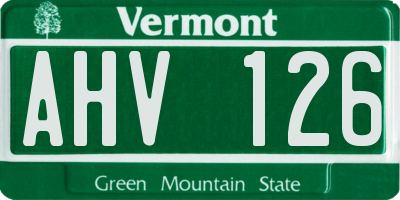 VT license plate AHV126