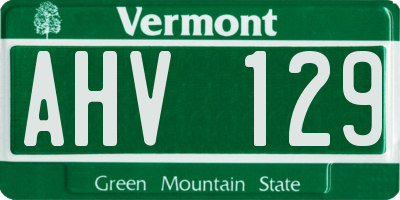 VT license plate AHV129