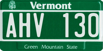 VT license plate AHV130