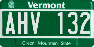 VT license plate AHV132