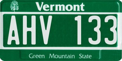 VT license plate AHV133