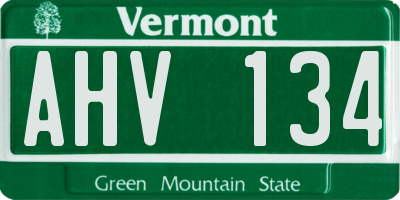VT license plate AHV134