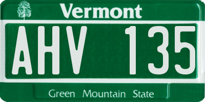 VT license plate AHV135