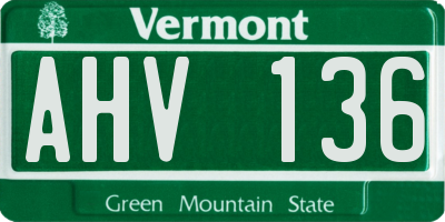 VT license plate AHV136