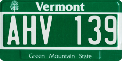 VT license plate AHV139