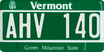 VT license plate AHV140