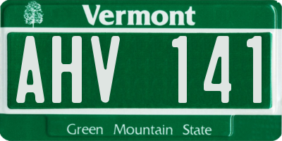 VT license plate AHV141