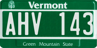 VT license plate AHV143